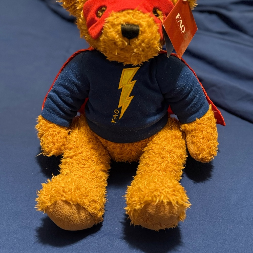 FAO Schwarz Red and Blue Stuffed Animal- used with Original Tags